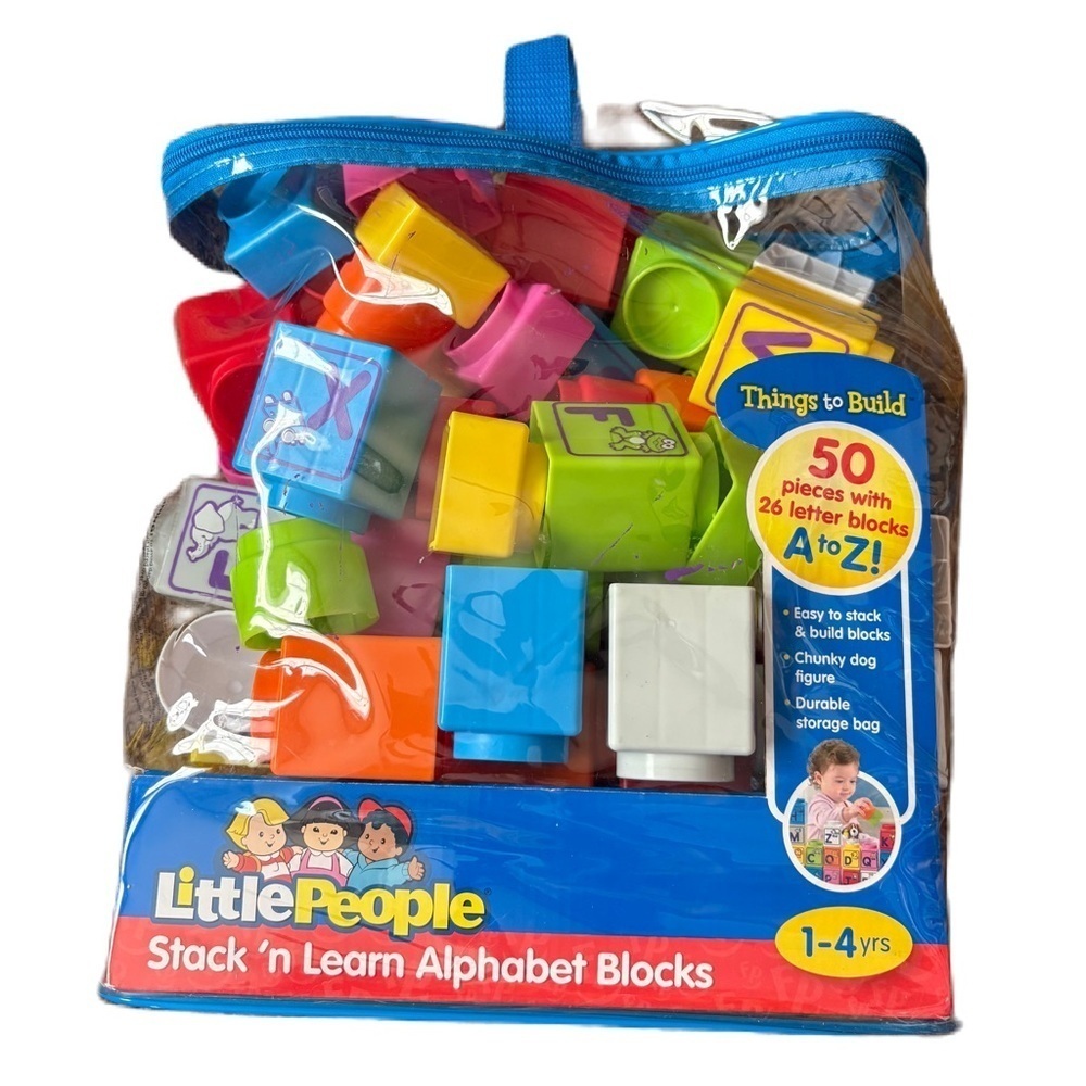 FISHER-PRICE LITTLE PEOPLE STACK N LEARN ALPHABET BLOCKS BUILDING MEGA BLOKS